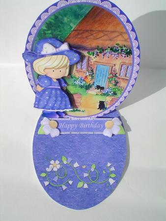 Country Girl Oval Easel Card Base Part 1 by Ruth Walters