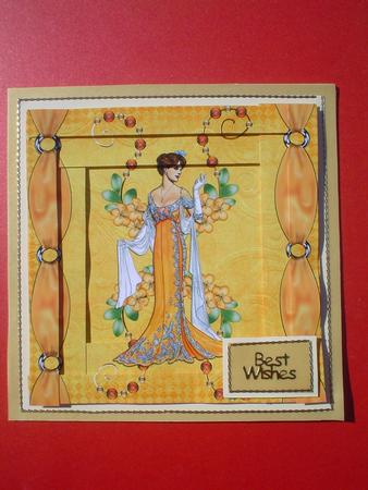 Vintage Lady in a Yellow Dress Spiral Edge Stacker by Ruth Walters