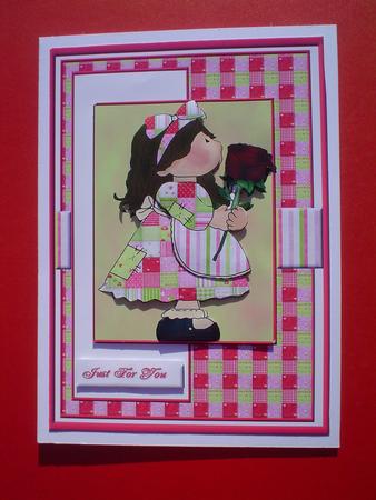 7x5 Patchwork Girl with Rose by Ruth Walters