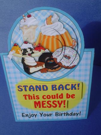 Stand Back! This Could Be Messy! - Vertical Foldback Card by Ruth Walters