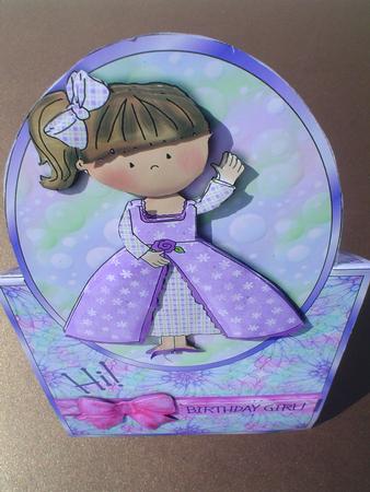 Hi! Birthday Girl! - Vertical Foldback Card with Decoupage by Ruth Walters