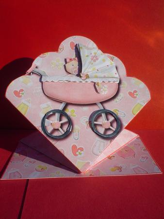 Baby Girl Pram Scalloped Diamond Fold by Ruth Walters