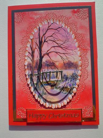 Winter Sunset with Pearls Topper by Ruth Walters