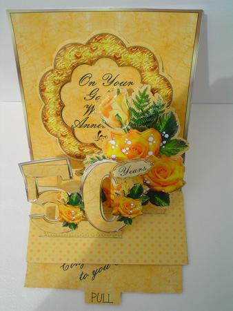Pop Up Slider Card Kit - Golden Wedding by Ruth Walters