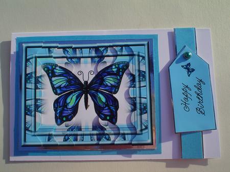 Blue Butterfly Wavy Edge Stacker by Ruth Walters