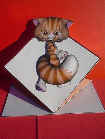 Stripes the Cat Pop Up Spring Card by Ruth Walters