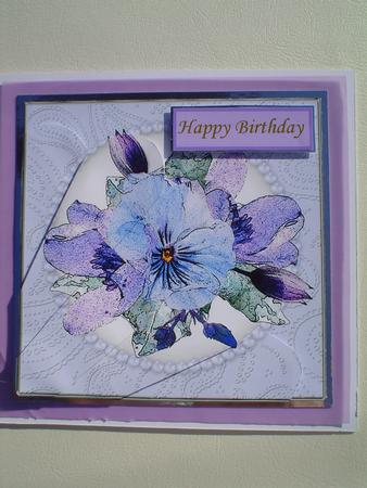 Posy and Pearls Quick Card with Fan Pyramage Topper by Ruth Walters