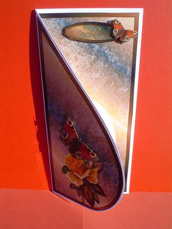 Vintage Rose and Butterfly Teardrop Card by Ruth Walters