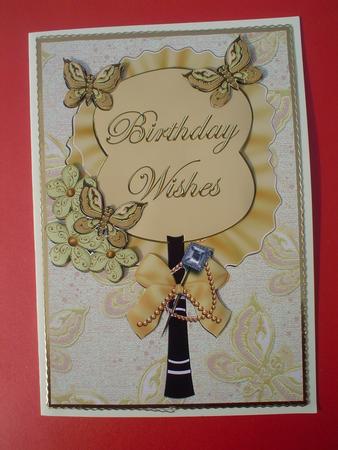 Cream Birthday Pretty Butterfly Fan Decoupage Step by Step by Ruth Walters