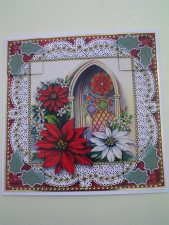 Poinsettia Window Vintage Lace 8inch Picture Sheet by Ruth Walters