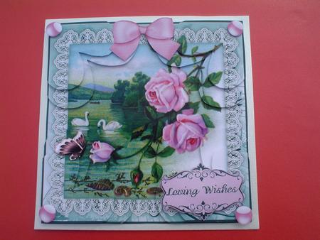Swans & Roses 'n Lace Heart Shaped Quadro Corner Stacker by Ruth Walters