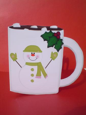 Jolly Snowman Mug Shaped Card by Ruth Walters