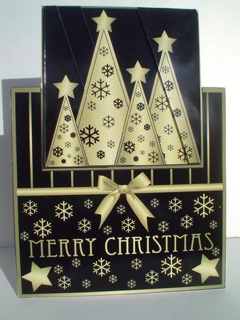 Snowflakes Christmas Trees Vertical Fold Back Black by Ruth Walters