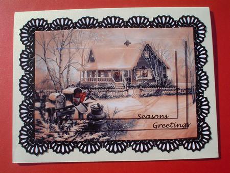 Beautiful Sepia Christmas Scene A4 Cardfront by Ruth Walters