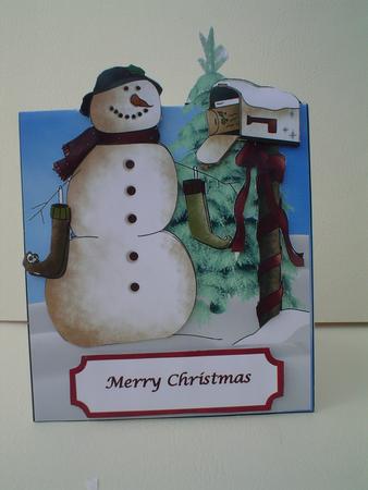 Happy Snowman Over the Edge by Ruth Walters