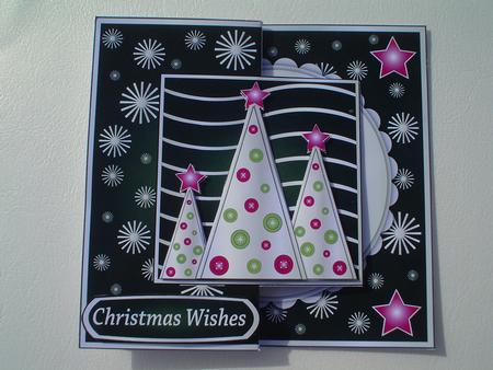 Button Silver Christmas Trees Fold Back Green by Ruth Walters