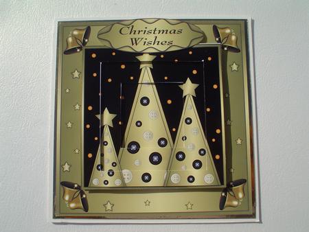 Button Christmas Trees Inverted Pyramid Black by Ruth Walters