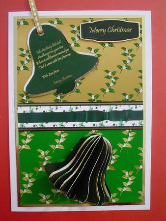 3D Bell Decoration in Green and Gold A4 Card Kit by Ruth Walters