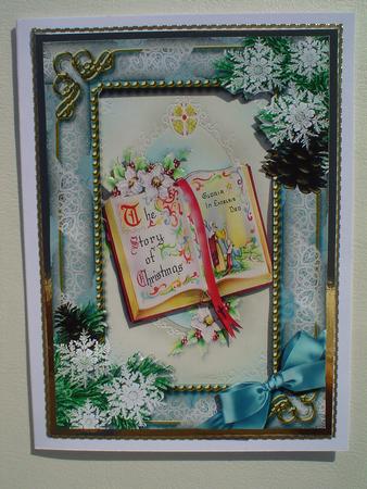 Christmas Book Snow 7x5inch Picture Card Front and Frame by Ruth Walters