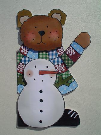 Christmas Teddy Having Fun Shaped Card by Ruth Walters