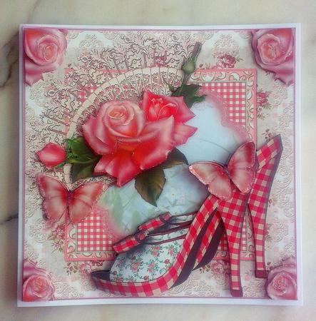Gorgeous in Gingham Shoes Card Front Kit by S Norris