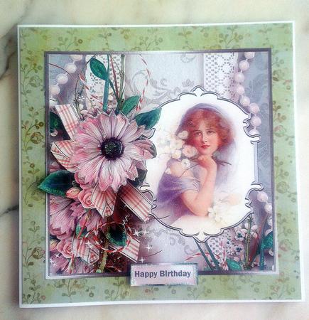 Vintage Beauty 7x7 Card with Decoupage by S Norris