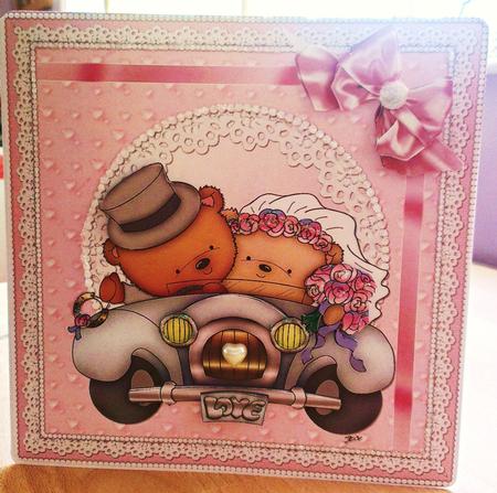 8x8 Love Wedding Bears Pink by S Norris