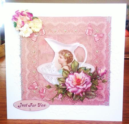 Teddy Bear Find Topper with Decoupage by S Norris
