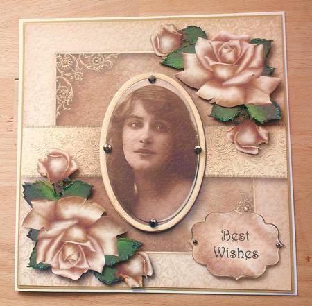 Vintage Cameo with Ivory Roses by S Norris