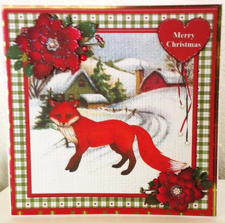 Beautiful Fox Christmas Card Mini Kit & Decoupage by S Norris