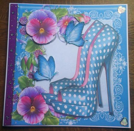 Beautiful Blue Pokla Dot Shoes with Pansy's 8x8 by S Norris