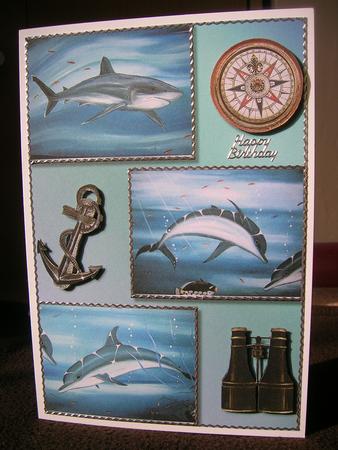 Delightful Dolphins Decoupage Quick Card Front by Sabrina Eeles