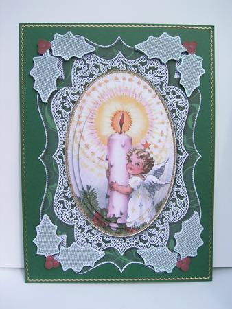 Christmas Candle Angel A5 Lace Card Front Step by Step by Sabrina Eeles