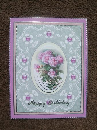 Pink Roses 'n Lace 2 Pyramid Card Front by Sabrina Eeles