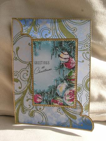 Christmas Blue Bauble Scallop Edge Card by Sabrina Eeles