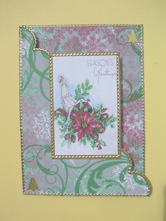 Christmas Flower Bouquet Scallop Edge Corner Card by Sabrina Eeles