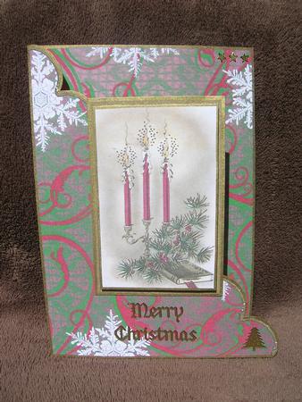 Christmas Candlesticks Scallop Edge Corner Card by Sabrina Eeles