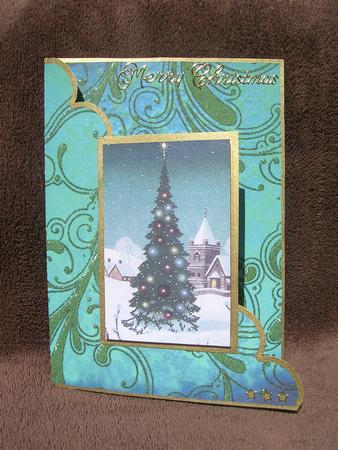 Christmas Tree Scallop Edge Corner Card by Sabrina Eeles