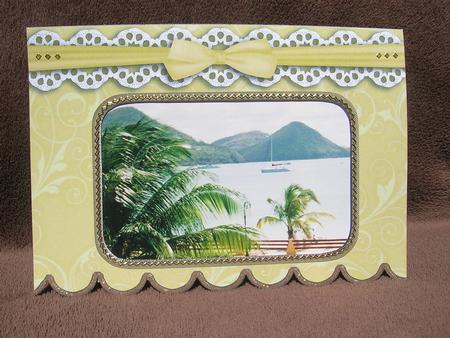 Spring Swirl Apperture Lace Scallop Blank Card by Sabrina Eeles