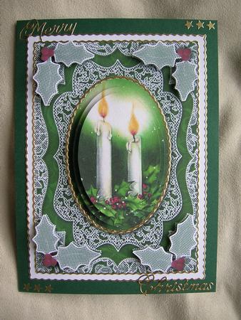Christmas Candle Duo A5 Lace Card Front Step by Step by Sabrina Eeles
