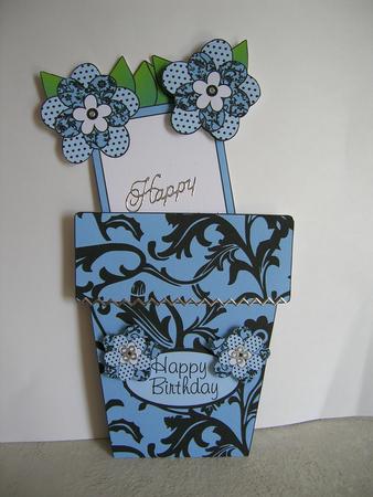 Blue Flowerpot Card 2 by Sabrina Eeles