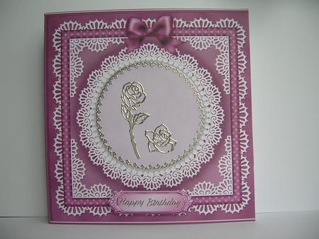 Square Pearls, Lace and Ribbon Plain Card Base Portrait Form by Sabrina Eeles