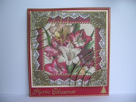 Colourful Lillies Vintage 6 Inch Duo Corner Stack Card Front by Sabrina Eeles