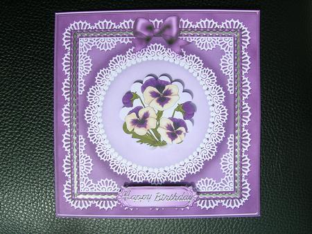 Square Pearls, Lace and Ribbon Plain Card Base Portrait Form by Sabrina Eeles