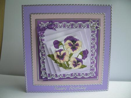 Pansies on Butterfly Lace Twisted Pyramage Sheet Featured Gallery Photo
