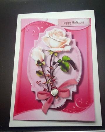Beautiful Champagne Roses on a Pink Tag  by Sally Dowling