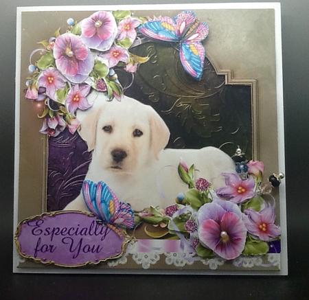 Cute Labrador Pup Card Front Plus Gift Card by Sally Dowling