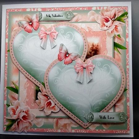 Two Hearts Card Front Kit by Sally Dowling