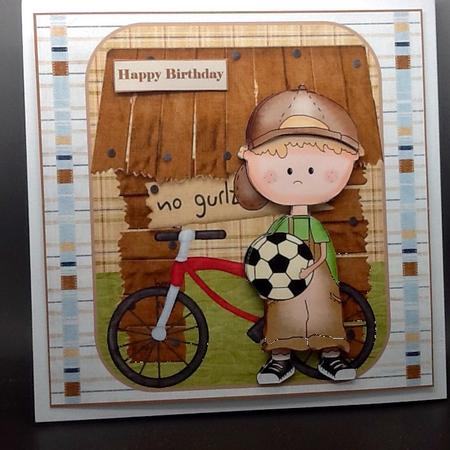 I Want to Play Football Card with Decoupage by Sally Dowling