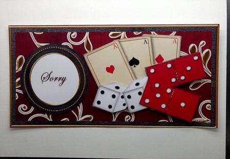 Red Games Sorry Dl Decoupage Topper by Sally Dowling